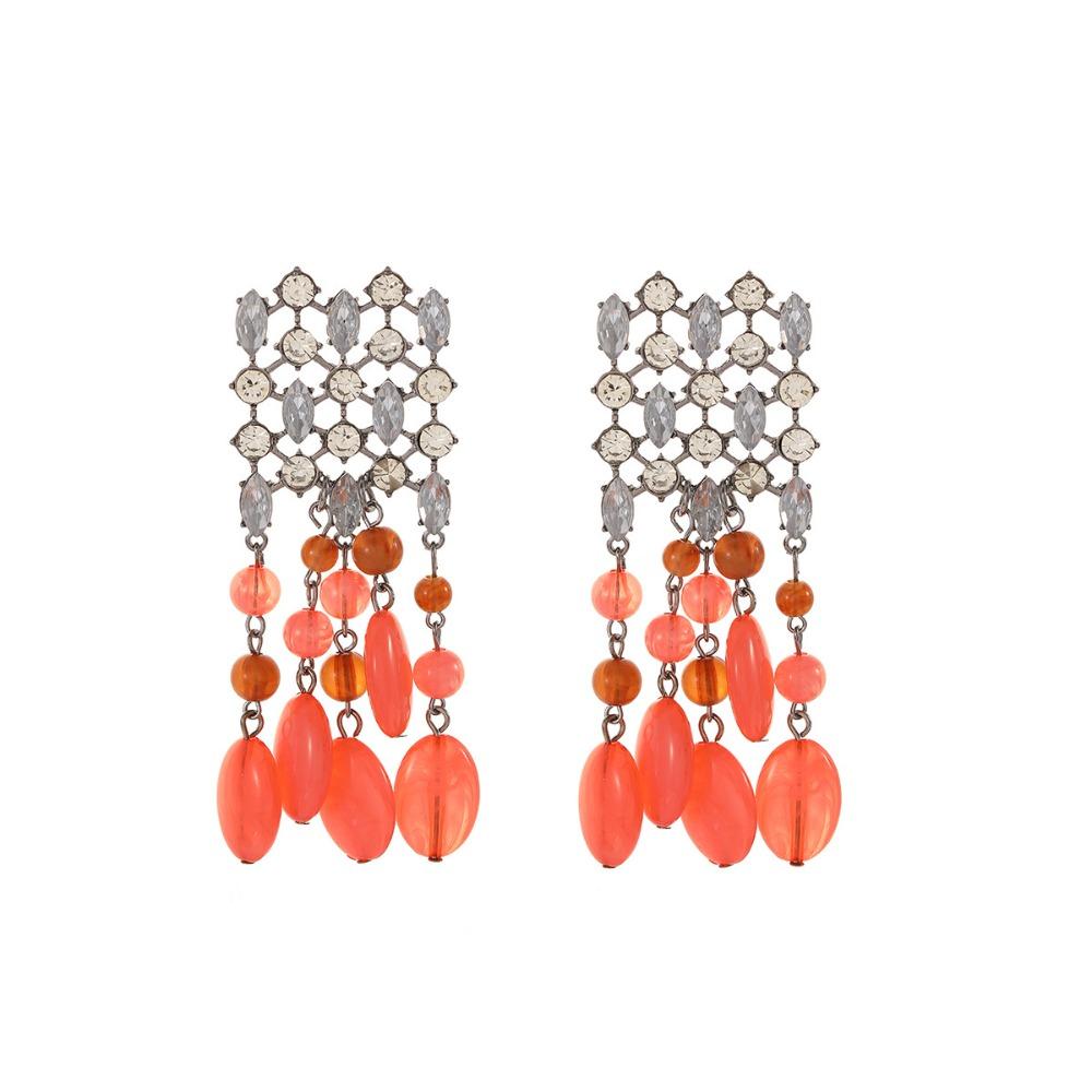 Zinc Zinc Alloy Woven Tassel Necklace Rhinestone Women s Jewelry Set Exquisite Geometric Earrings  Evening Earrings