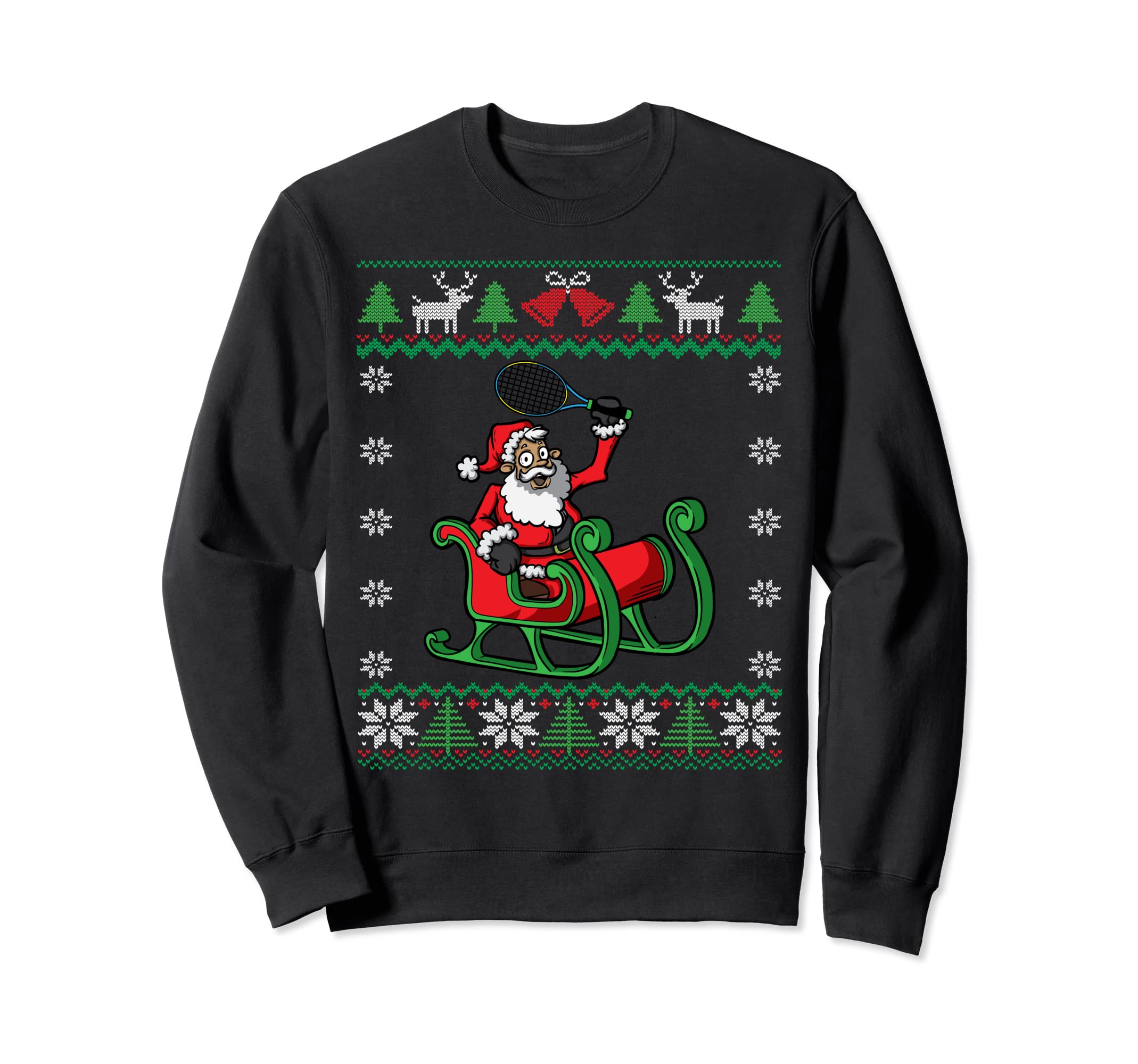 

Tennis Player Santa Claus Ugly Christmas Sweatshirt with Tennis Racket