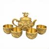Brass Teapot Ornate with Dragon Lid Embossed Tea Maker for Collectors, Home Decor