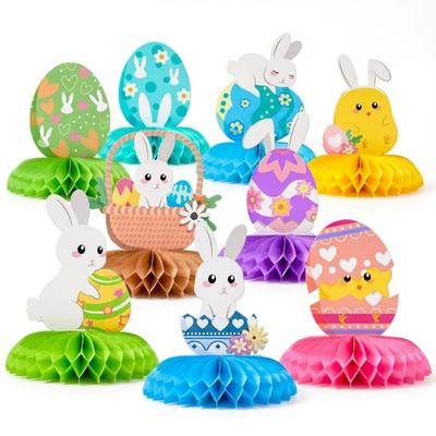 Packung mit 9 Osterhasen Waben Dekorationen Vorgefertigt Papier Partyzubehör für Tischmittelstücke