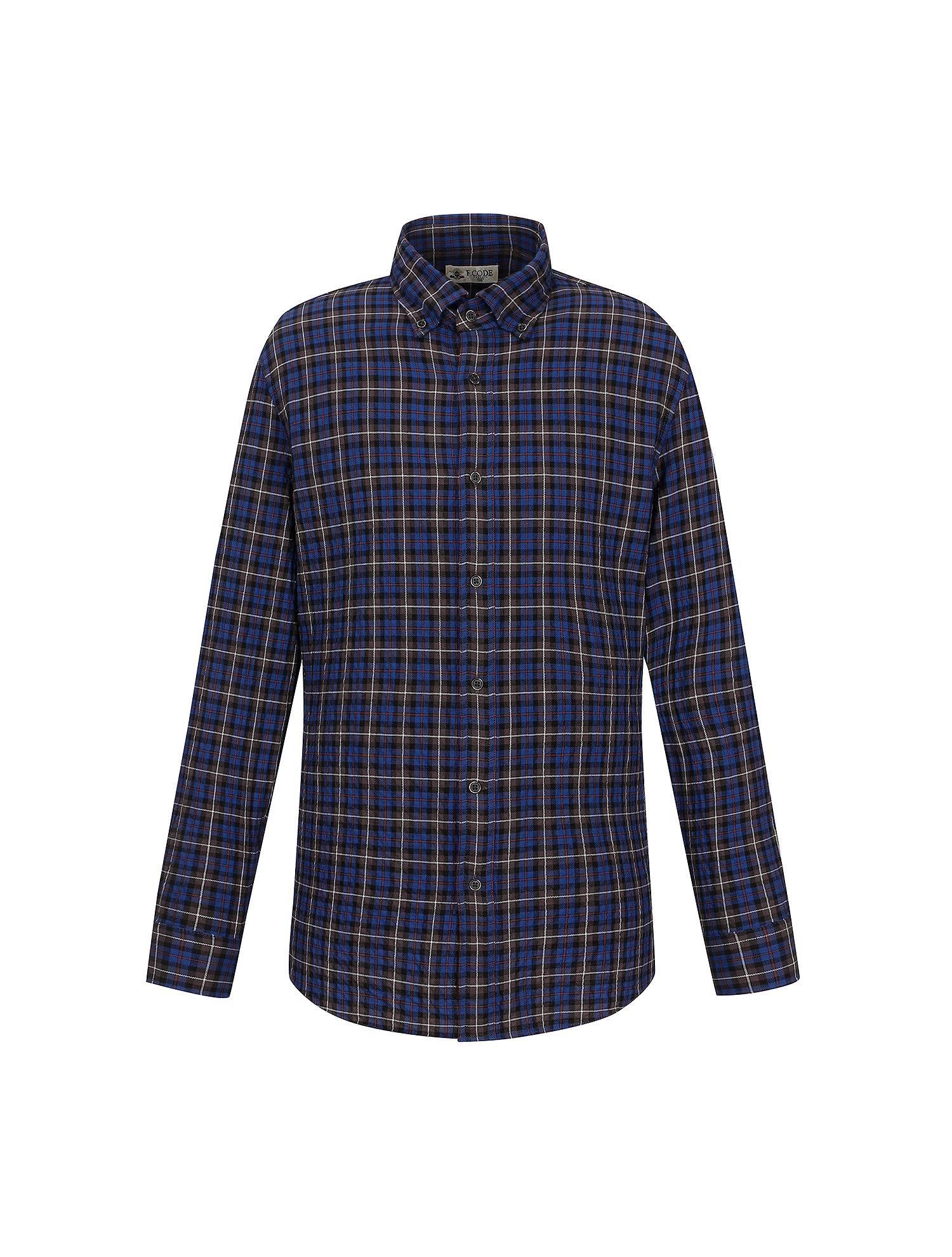 Рубашка в синюю клетку из ткани с эффектом жатки Ferraro Milano (Am0Dws35344) Blue.Am0Dws35344/110