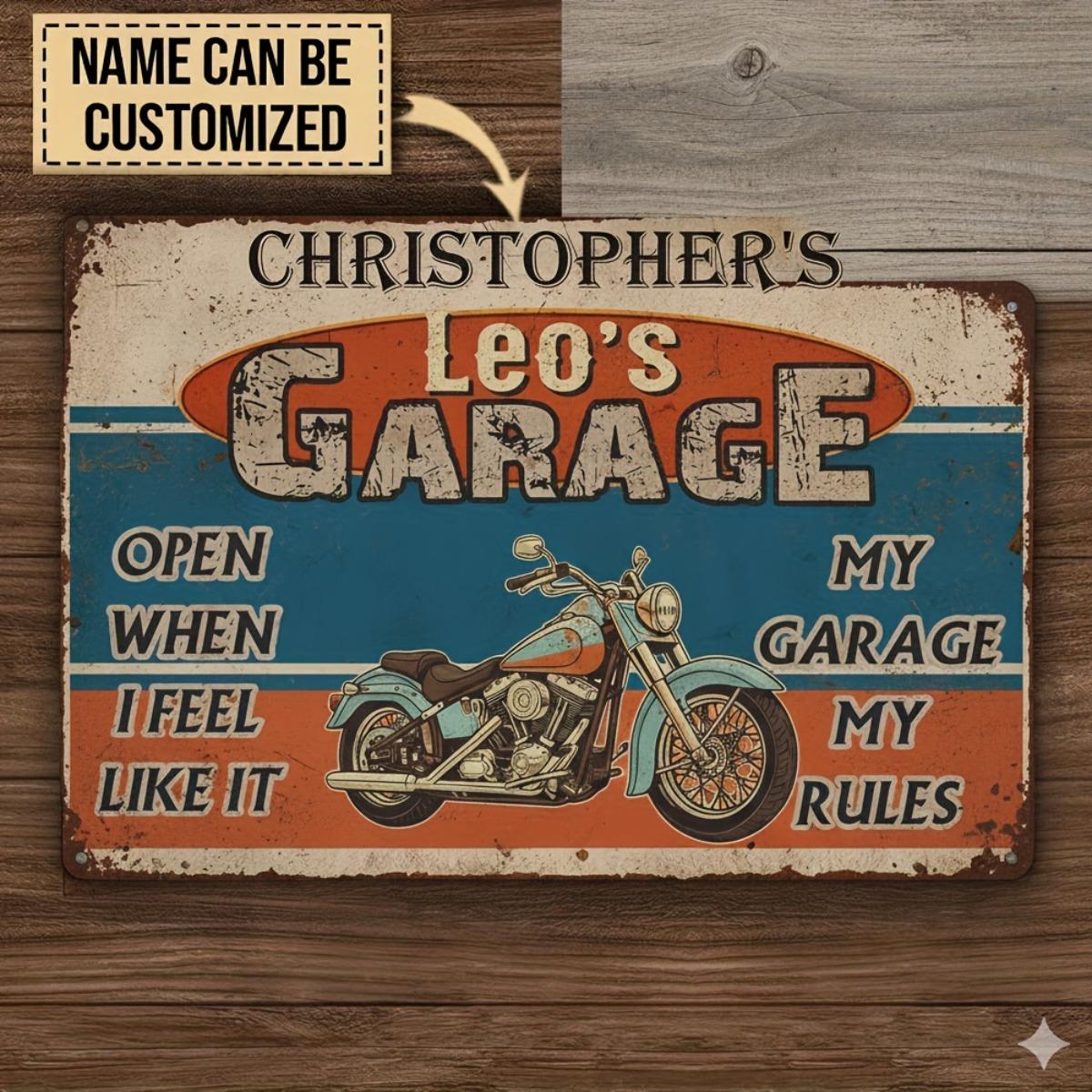 Custom Name Vintage Motorcycle Garage Metal Sign Personalized Wall Decor чёрный