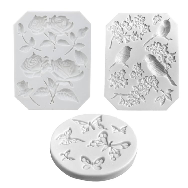 Fondant Cake Decorating Molds Silicone Molds Butterfly Flower Bird Chocolate Molds Holiday Dessert Cake Baking Tool