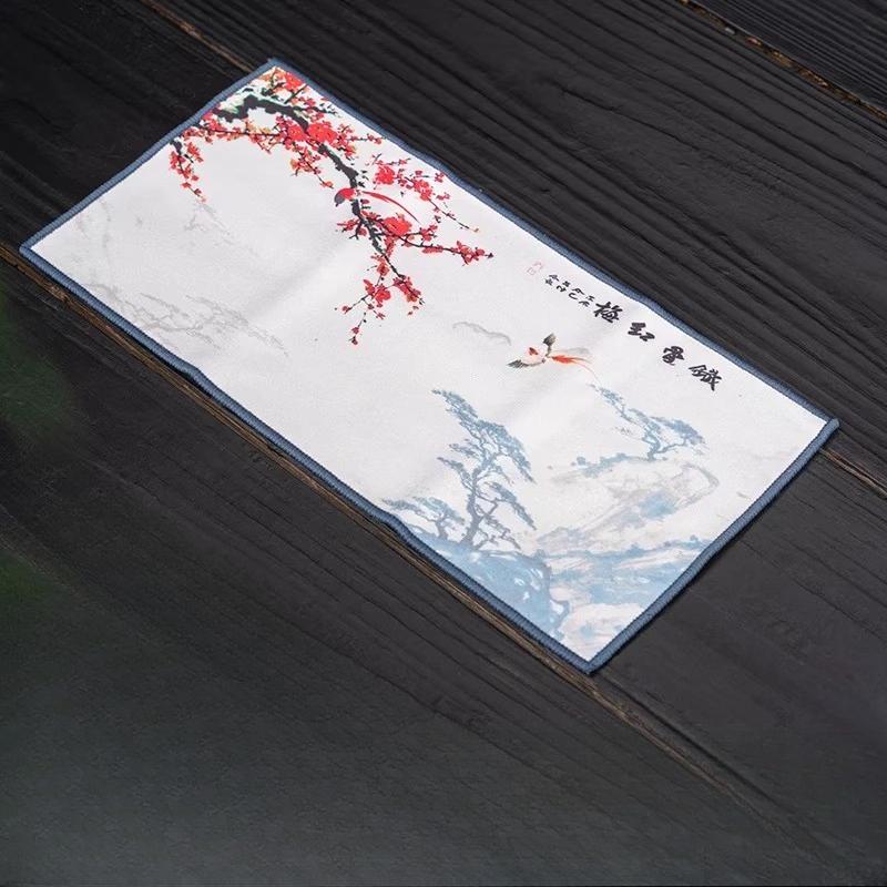 

Thick Suede Tea Towel Household Chinese Desktop Mat Ink Wash Painting Traditional Chinese Painting Towel Teaset Accessories