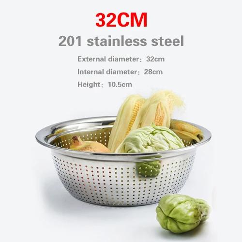 304 Stainless Steel Leaky Basin Rice Washing Sieve Basin Vegetable Basket Leaching Water Washing Fruit Filter Rice Basin