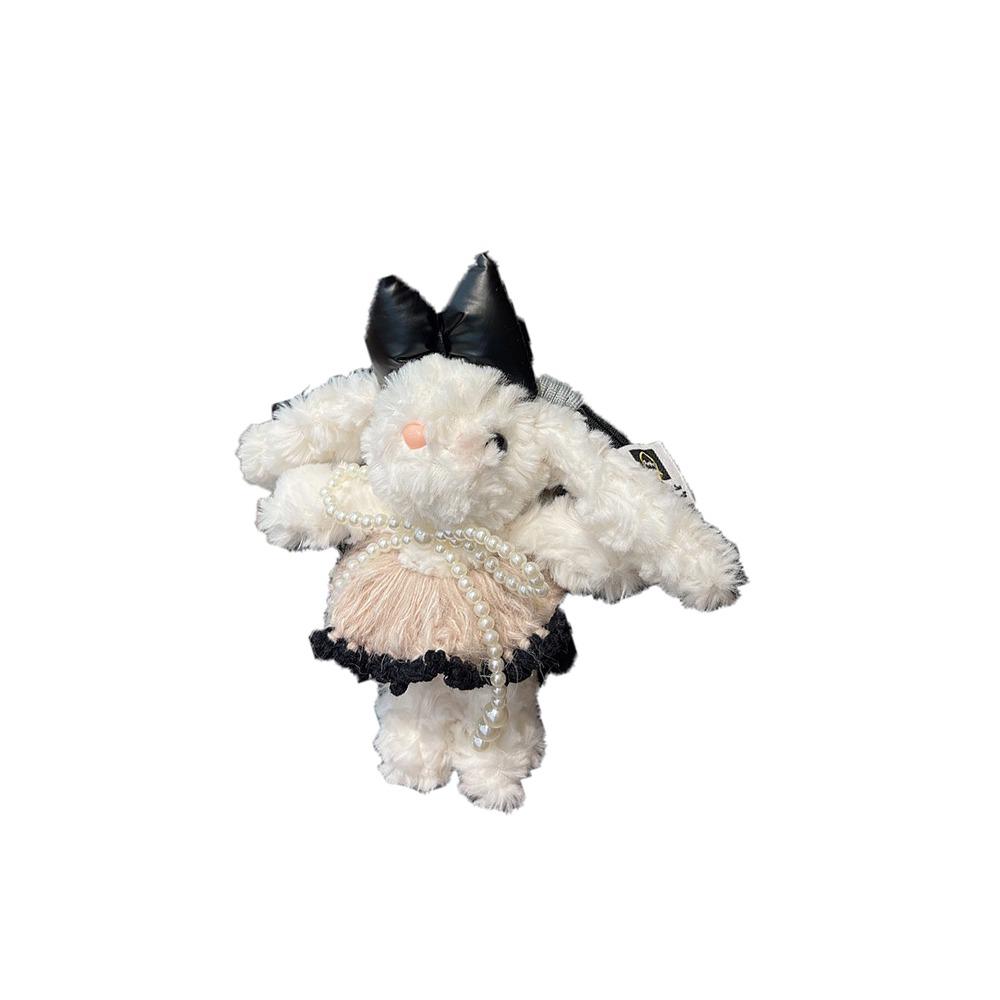 

Stuffed Plush Rabbit Keychain Large Bow Rabbit Keyring Fashion Bunny Dolls Pendant Backpack Decor чёрный