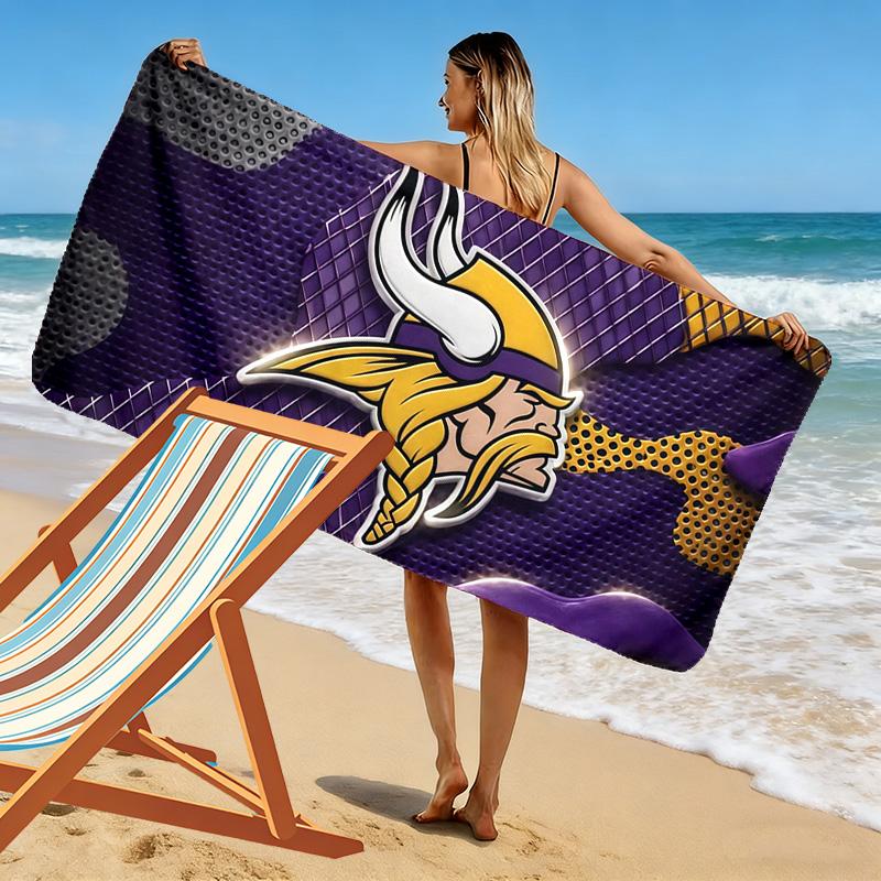 Minnesota Vikings2 Print Beach Towel, Large Soft Quick Dry Towel for Beach Camping Swimming