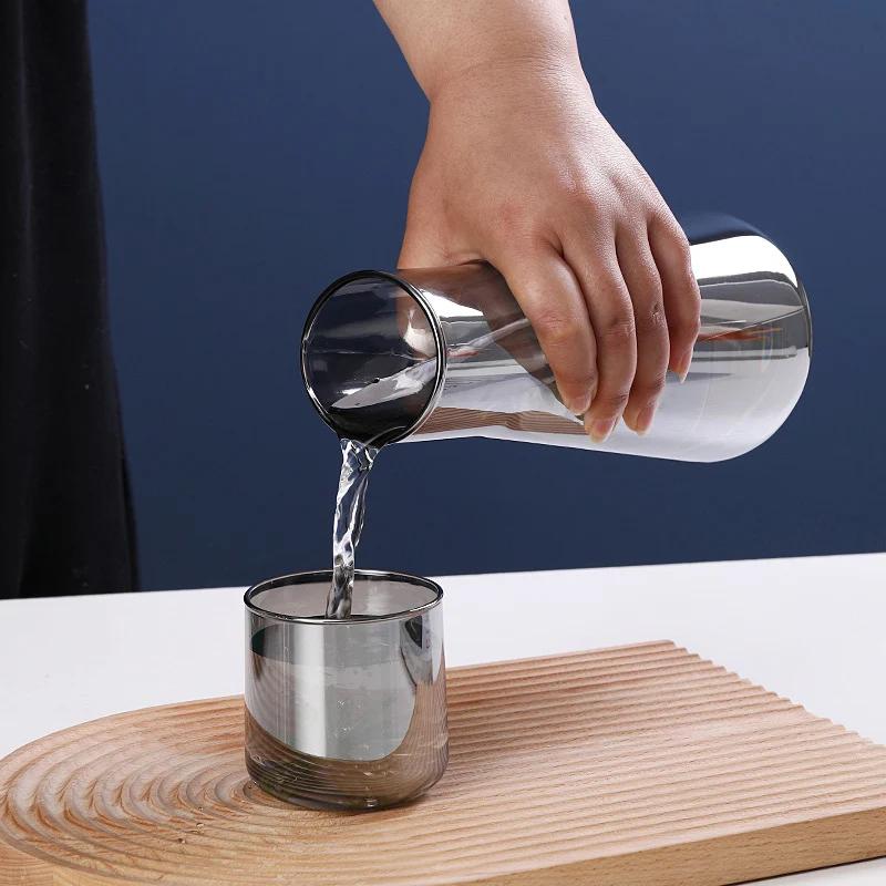 750/850ml Clear Bedside Water Carafe Set with Tumbler Glass for Bedroom Nightstand, Night Water Carafe with Glass, with Cup Set