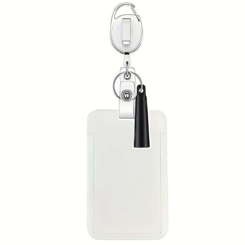 Multicolor Zinc Alloy High Resilience Solid Color Keychain Badge Holder with Pen Sleeve Retractable Easy Pull Buckle