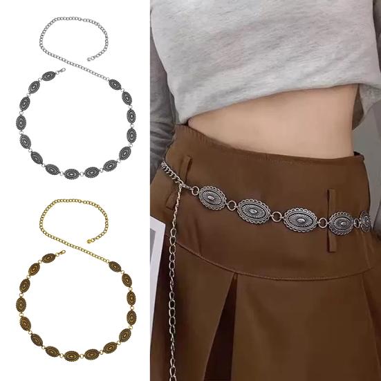 Women Waist Chain Bohemia Style Adjustable Denim Belt Alloy Polished Edge Waist Strap Jewelry Accessories