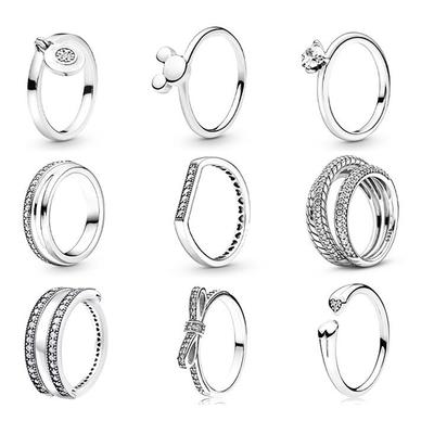 Lr Zirkonia Drievoudige Cirkel Micky Mouse Hoofd Pan 925 Sterling Zilveren Ring Voor Dames Sieraden Bruiloft Verloving Meisje Cadeau