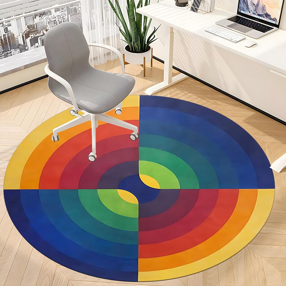 1pc Color Wheel Chair Carpet for Office Non-Slip, Lightweight, Machine Washable Rug for Office, Room - Holiday Decoryy251016005