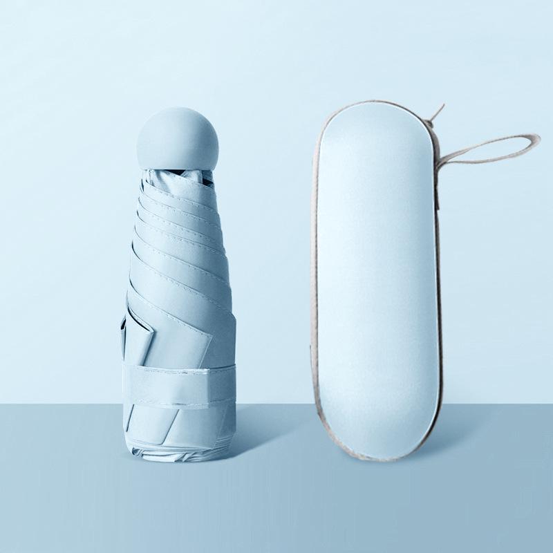 50% avslag: Kompakt Svart Plast Mini Paraply for UV-beskyttelse - Dobbeltbruk for Sol og Regn