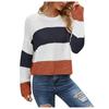 Damen-Pullover, lässig, lässig, Streifen, Kontrastfarbe, kurz, langärmelig