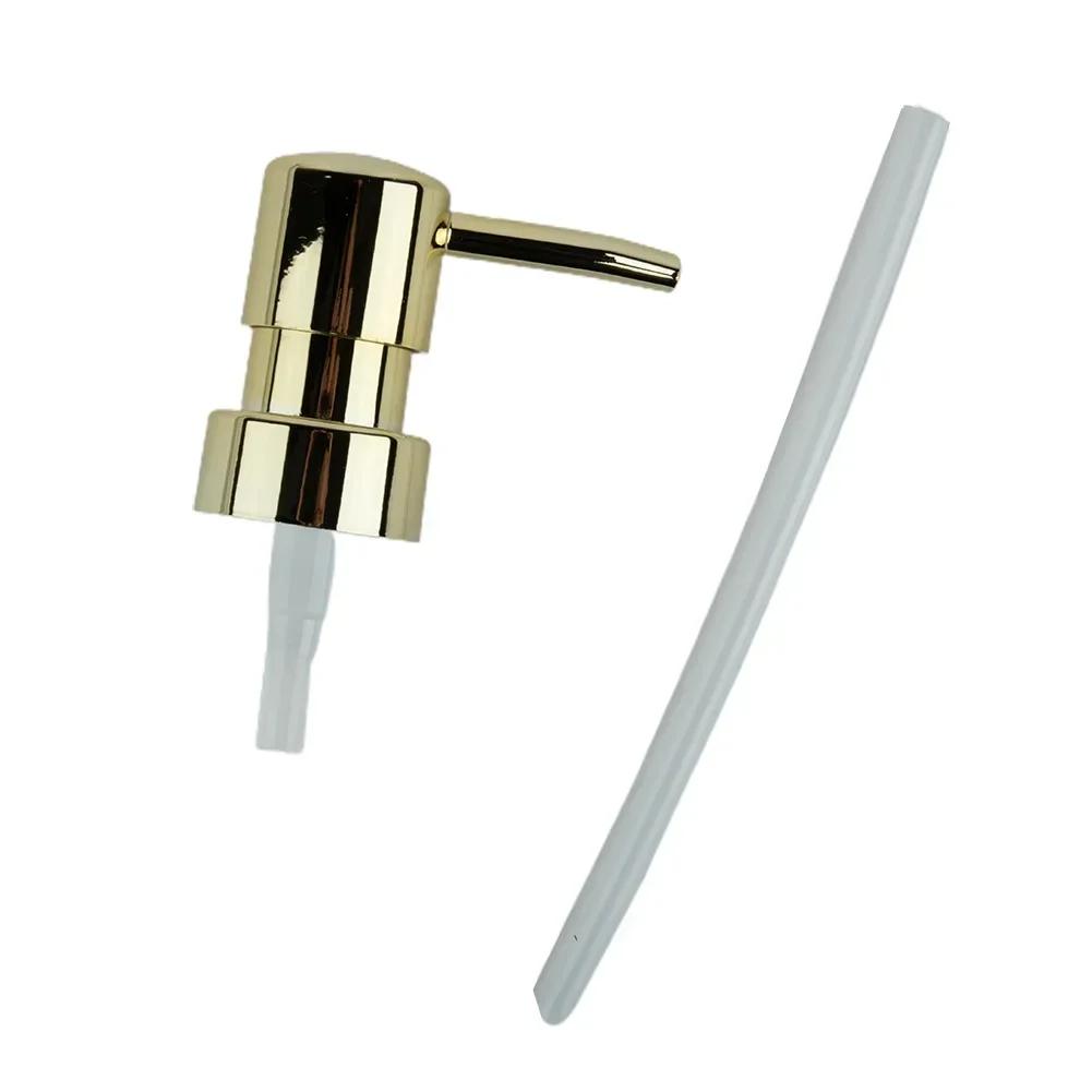 Stainless Steel Lotion Dispenser Round Head ABS Lotion Pump Head 28 Thread Bath Bottle Press Nozzle Replace Home Office Decor