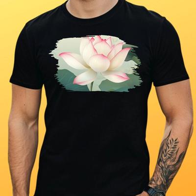 T-Shirt Herren Lotosblume Motiv Baumwolle Größe S bis 5XL