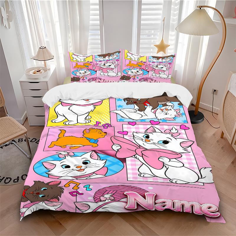 Custom Name Cute Pink Bow Heart Print 3Pcs Bedding Set Duvet Cover With 2 Bedro Pillowcase Home Birthday Gift
