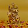Metal Sherawali Mata Idol, Goddess Durga, Ambe Rani, Golden, Brass - 5.25 Inch