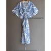 Damen Hippie Baumwolle Sommer Nachtwäsche Ikat-Druck Blau Langes Maxi Kaftankleid CKFTN-SCRN-FULL-BUYIT-094