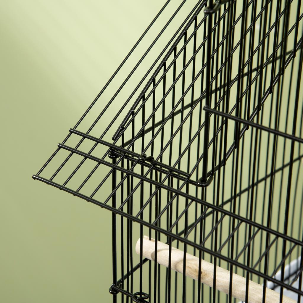 Metal and Plastic Bird Cage with Carrying Handle and Removable Tray, 50.5x41x63 cm, White
