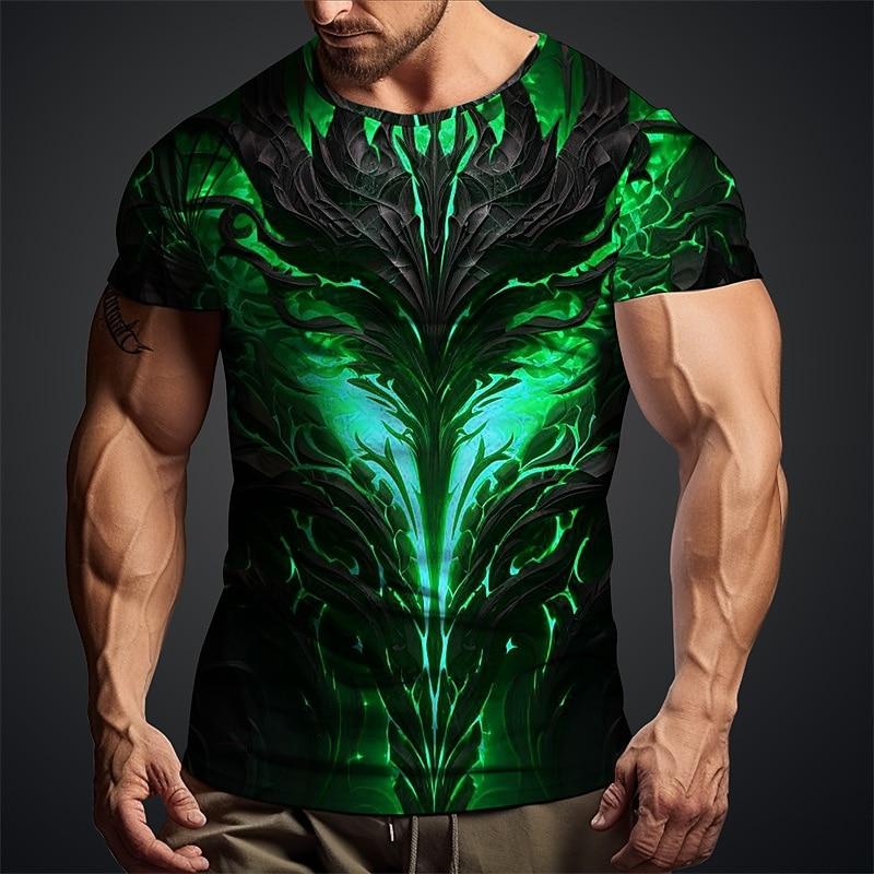 Men's Graphic Flame T Shirt Short Sleeve T Shirt 3D Print Crew Neck Shirt Daily Designer Retro Vintage