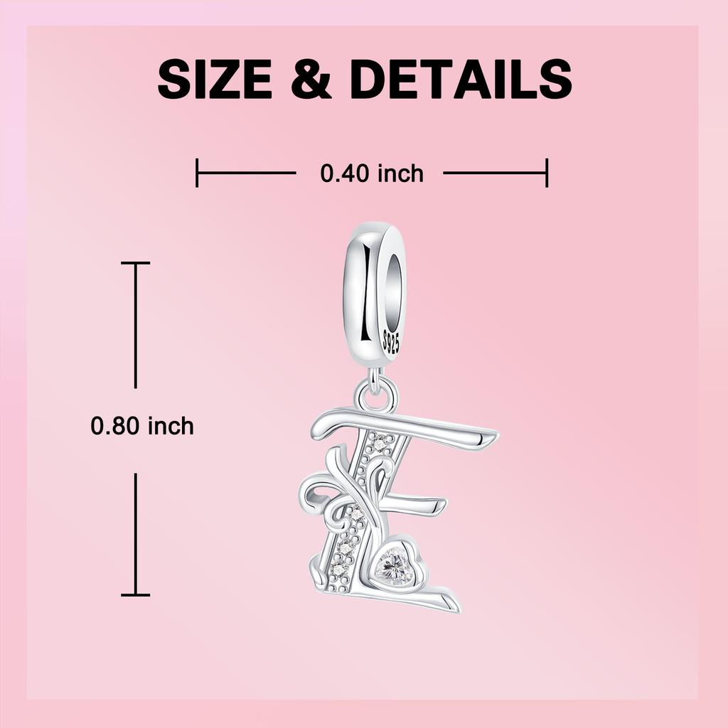 Fit Original Necklace Bracelet Handmade Letter E Beads Copper Zircon Love Letter Dangle Pendant Jewellery Present