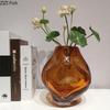 Amberkleurige Prachtige Glazen Vaas Bureau Decoratie Kunstbloem Decoratieve Bloemenarrangement Vazen Kamer Esthetische Decoratie