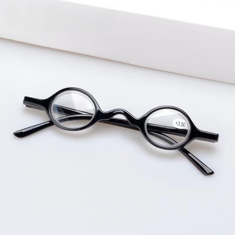 Small Round Frame Reading Glasses with Personalized Mini Retro Style for Men and Women, Fashionable Spring Leg Reading Glasses