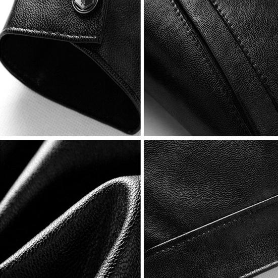 Pánská Slim Fit bunda Bomber bunda s klopou z umělé kůže Vintage kabát na zip Větruodolná motorkářská bunda s kapsami na jaro podzim