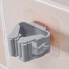 3pcs Wall Mounted Mop Holder Strong Adhesion Plastic Mop Broom Holder for Garage Tool Room Gray