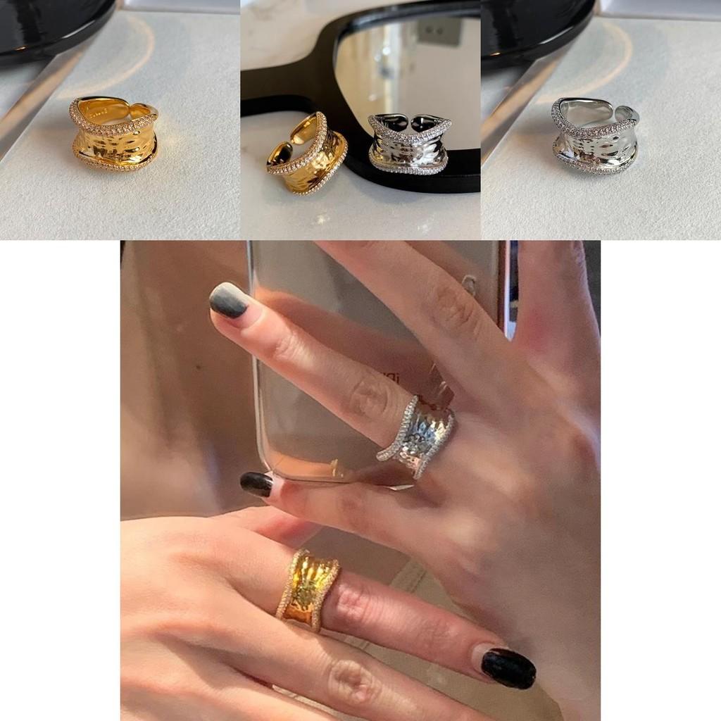 Stilvoller goldener offener Ring für Damen mit einzigartigem unregelmäßigem Strassdesign für modisches Fingeraccessoire
