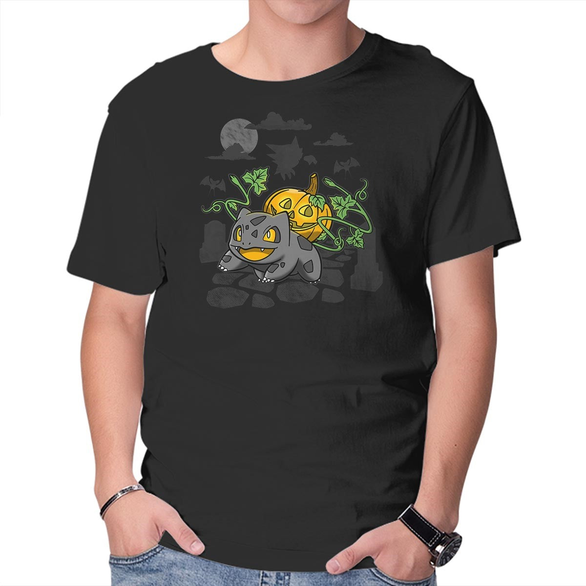 Unisex Crew Neck T-Shirt Bulb-O-Lantern Graphic Short Sleeve Casual Tee S