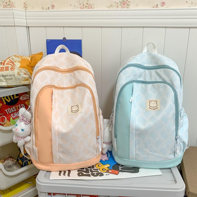 School bag girls college students new Japanese backpack high school junior high school students splicing large capacity simple backpack