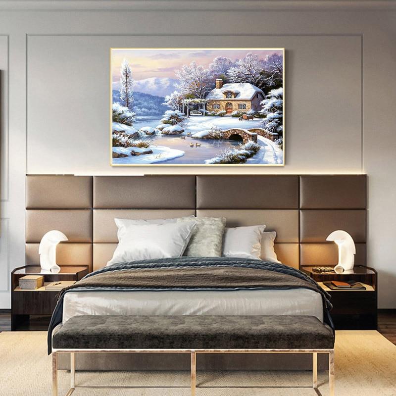 DIY Winter Snow Scenery 5D Diamond Painting Full Round Drill Mosaic Landscape Diamond Embroidery Cross Stitch Christmas Gift