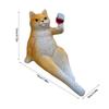 Simulation Cats Statue Holding Wine Glass Design Figurine for Home Garden Decoration Resin Figure Wine Cabinet Ornament
