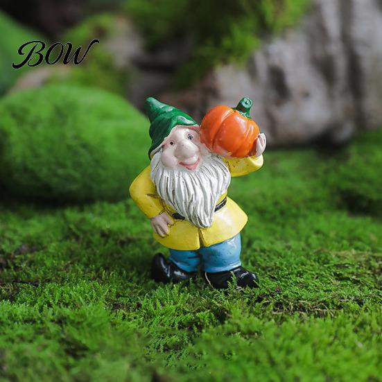 Whimsical Outdoor Garden Decor Mini Gnomes Figurine, Resin Welcome Gnome Statue, Small Handcrafted Ornament Dwarf for Fairy Garden, Flower Pot,