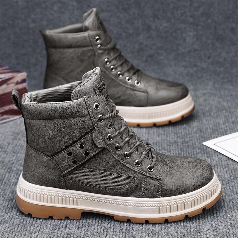 

Модные мужские уличные ботинки, высокие повседневные нескользящие прочные рабочие ботинки, удобные модные универсальные мужские прогулочные ботинки 44 серый