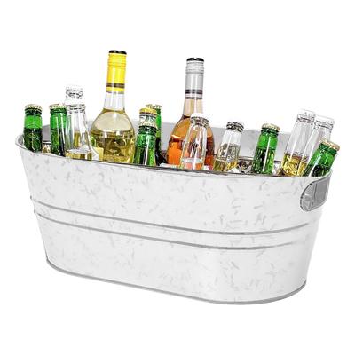 Tub Metalic Oval din Oțel Galvanizat Răcitor Bere Șampanie Cocktail Găleată Galvanizată pentru Petreceri Acasă Petrecere la Piscină Acasă