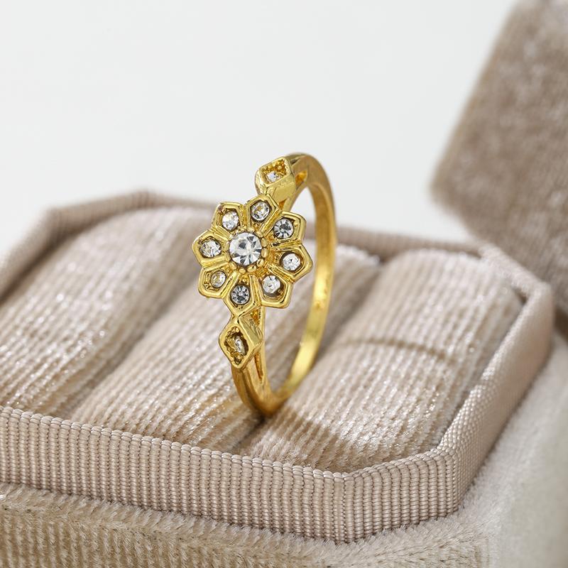 Fashion Classic Inlaid Zircon Flower Style Ring, Suitable for Women's Simple Design, Daily Party Jewelry Gifts