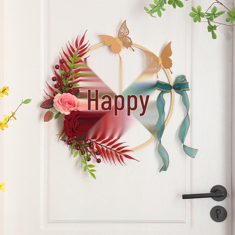 Gold Wedding Room Door Decoration Set with Xi Character Stickers