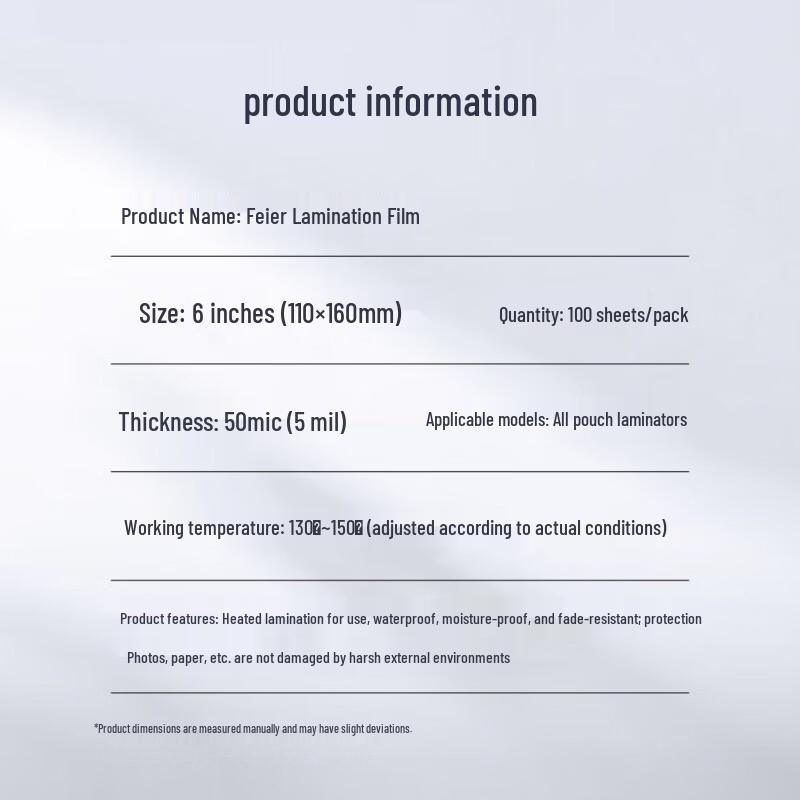 FeiEr Thermal Lamination Film for Documents & Photos CN plug (adapter included)
