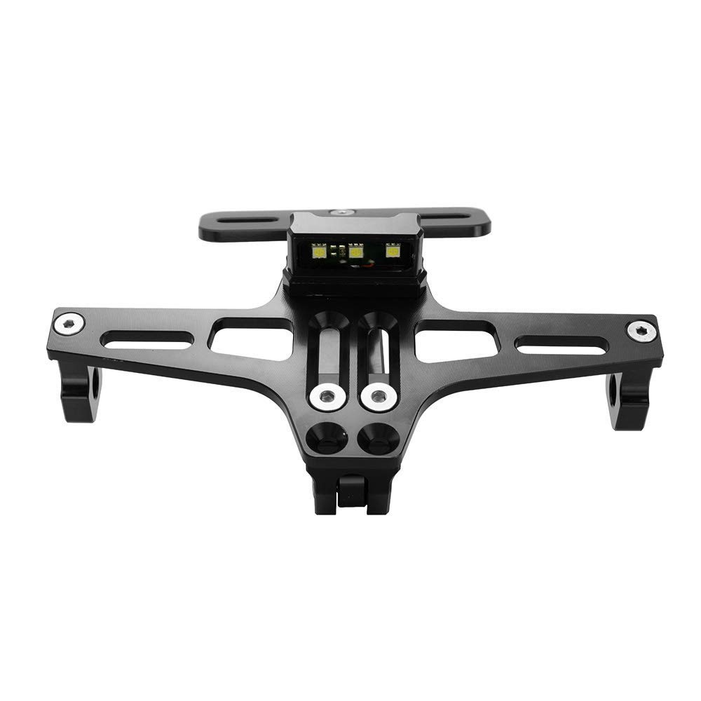 Karun Universal Motorcycle LED Light Rear License Plate Holder Adjustable Fender Eliminator Bracket (Black)