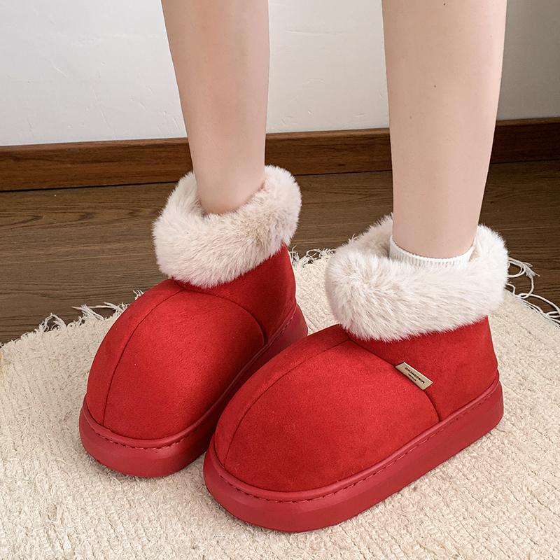 

Модная обувь для женщин Зимние женские ботинки Круглый носок Однотонные Флок Плюшевые Теплые Повседневные Снежные ботинки Женские Модные Уличные Уличные Ботильоны 36-37