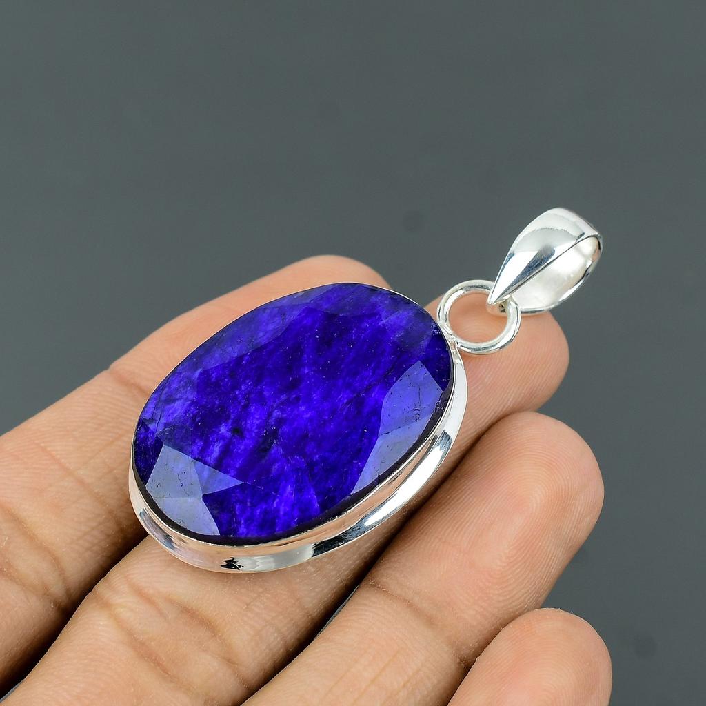 Blue Sapphire Pendant 925 Sterling Silver Pendant Blue Sapphire Gemstone Jewelry