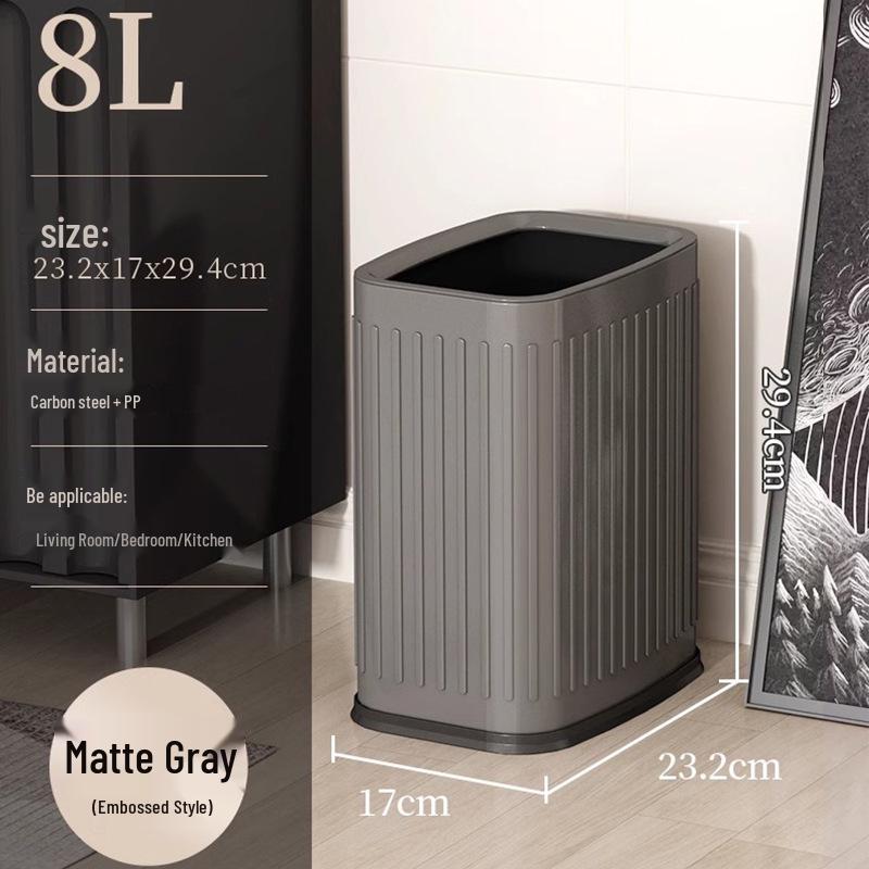 Double-Layer Guest Room Trash Can for Hotel/Bathroom/Office, 8L, Lidless Design