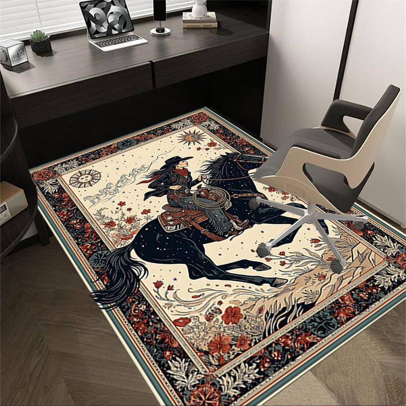 

1PC Cowgirl Horse Non-Slip Floor carpet, Office, family, bedroom, Studio - Large Area Rug, Decorative Mat, Longlasting Material-C0499 60cm by 90cm