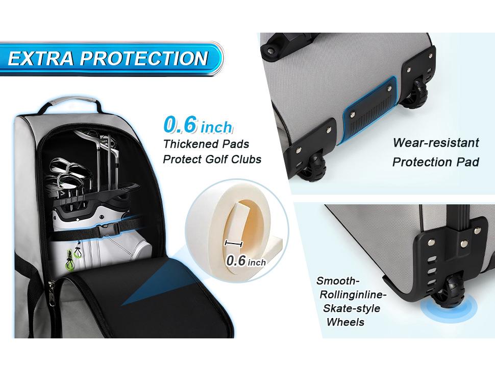 Golf Airline Travel Bag, Thickened 900D Waterproof Fabric with Durable Tank Wheels