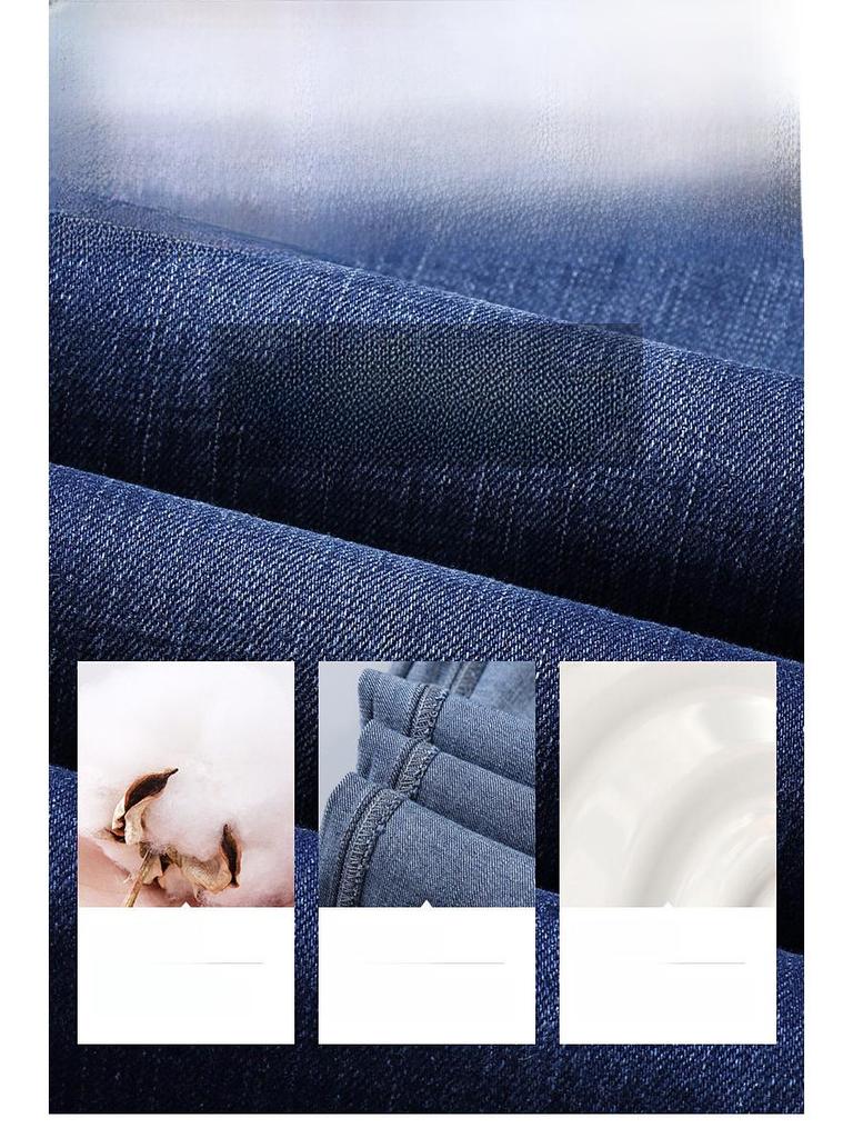 Men's Elastic Black Straight-Leg Jeans for Spring and Autumn - Comfortable, Loose-Fit Fashion for Elderly and Middle-Aged