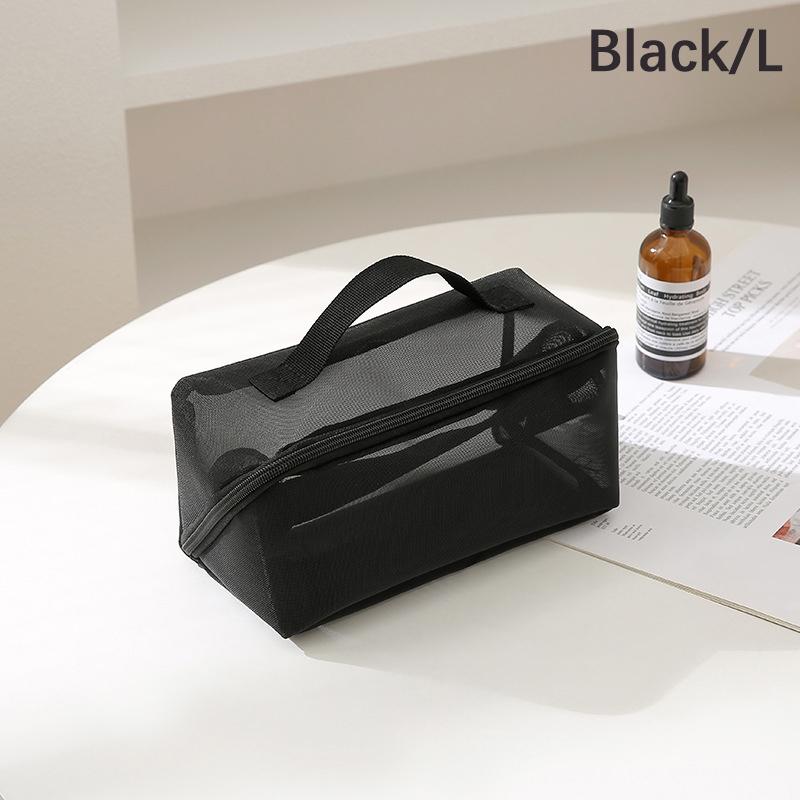 Transparente Kosmetiktasche aus Netzstoff, klein und groß, schwarz, Make-up-Tasche, tragbarer Reise-Kulturbeutel, Aufbewahrungstasche für Lippenstifte