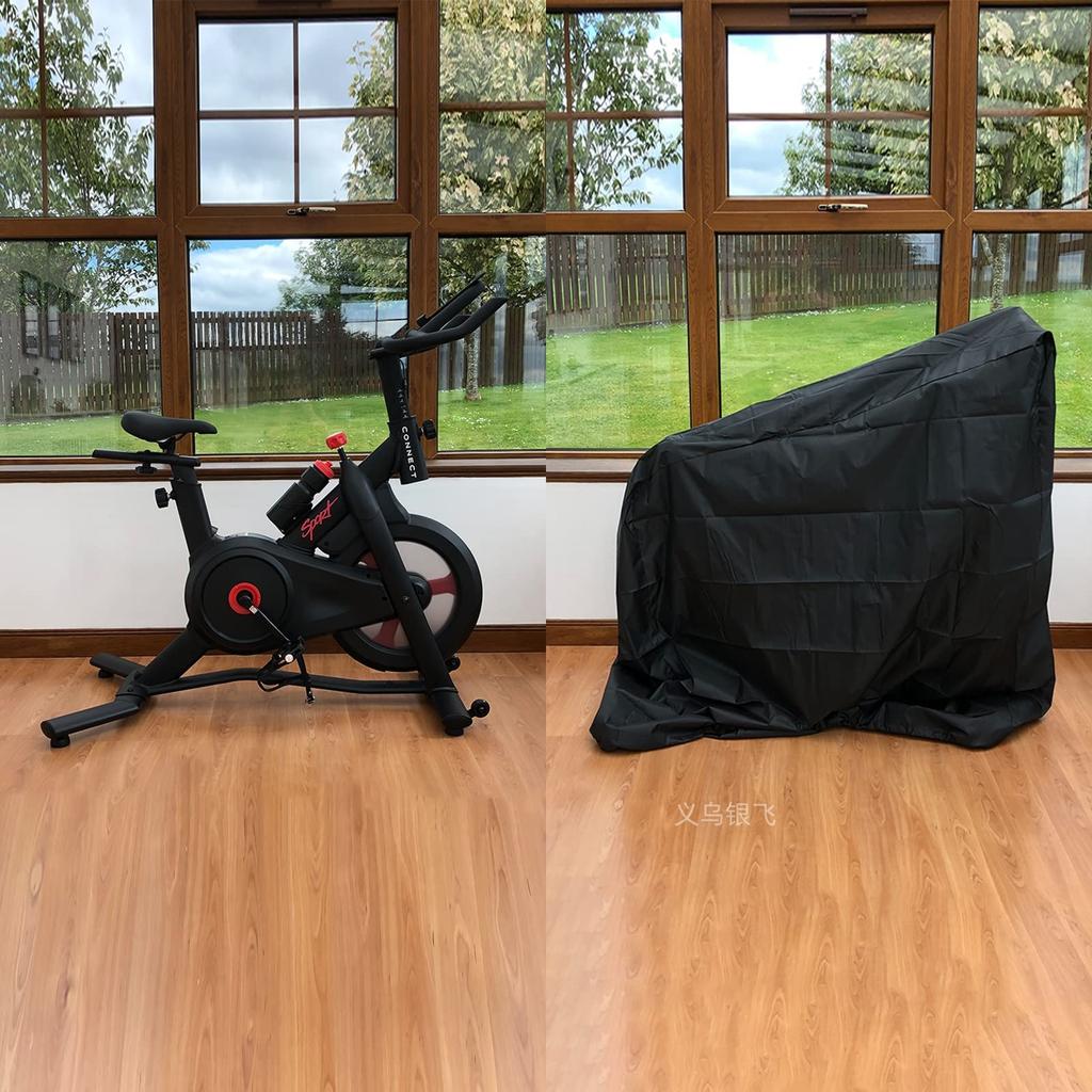 Indoor Outdoor Exercise Bike Cover Waterproof Dustproof Fitness Bicycle Cover Black 124x58x117x147cm
